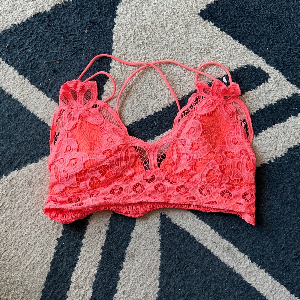 Alya Vibrant Coral Lace Top